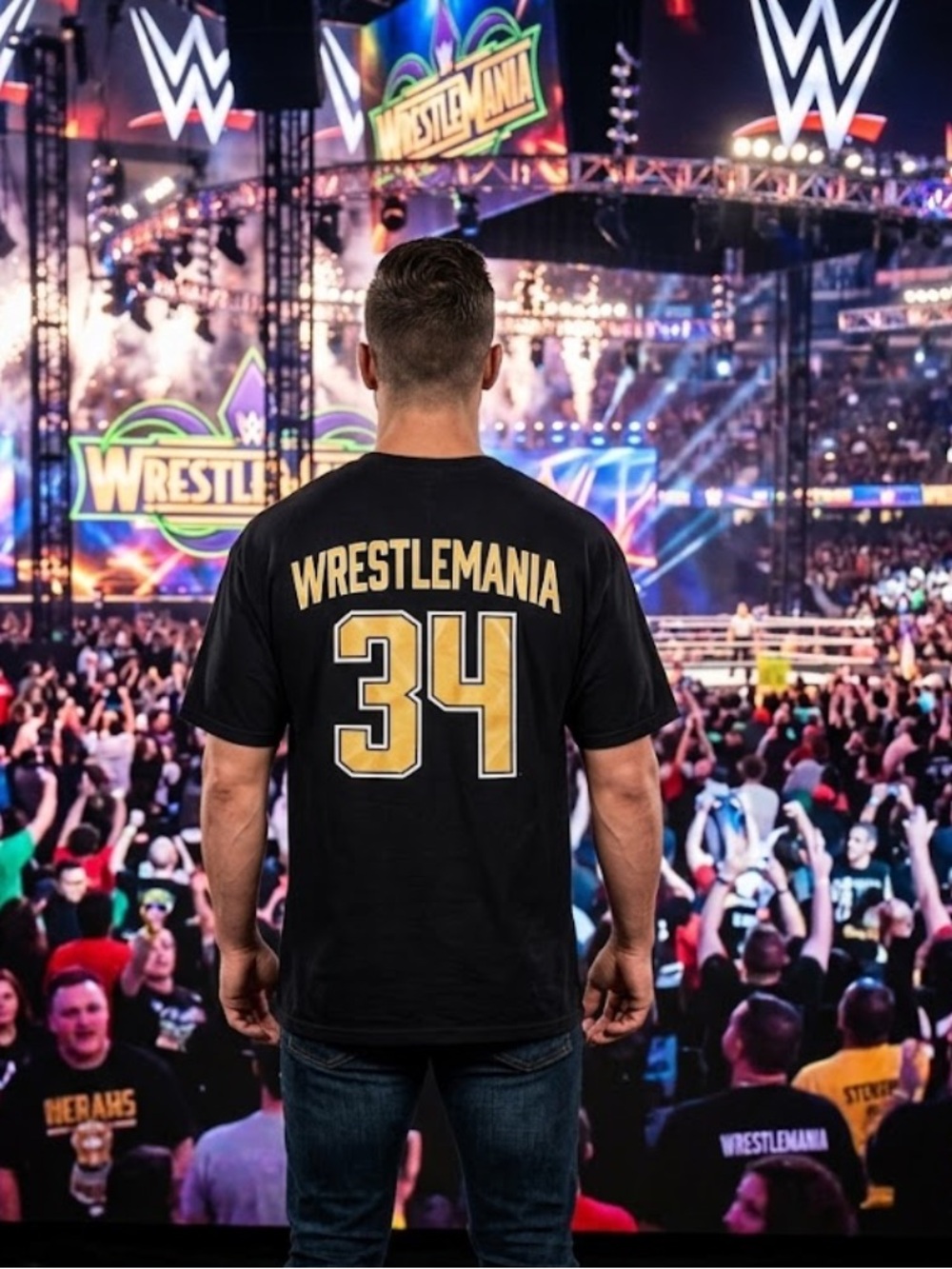 WWE WrestleMania 34 2018 New Orleans Wrestling Graphic T-Shirt - Size 5X